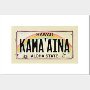 Vintage Hawaii License Plate KAMA'AINA Posters and Art